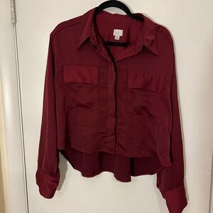 a new day Deep Red Button-Down Shirt